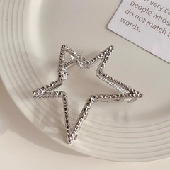 Punk Silver Metal Hair Claw Clip Non Slip Irregular Pattern Hair Claw for Thick