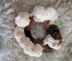 HAND-CROCHETED HAIR SCRUNCHIE SHADES OF BROWN WHITE AND CREAM