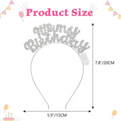 Light up Happy Birthday Headband Led Rhinestone Birthday Party Hair Accessories
