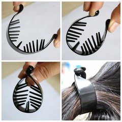 10 Pcs Black Plastic Twisted Ponytail Clip Holder Hair Claw 58mm Bun Maker Craft