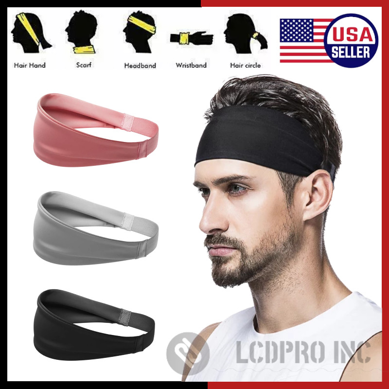 HEADBAND Thin Stretch Sports Yoga Gym Hair Band Wrap Sweatband Womens Mens