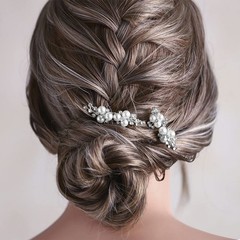 Gold Wedding Pearl Hair Comb Bride Crystal Headpiece Bridal Rhinestone Hair C…