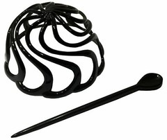 Parcelona French Swirls Black Shell Large Celluloid Slide Hair Bun Cover
