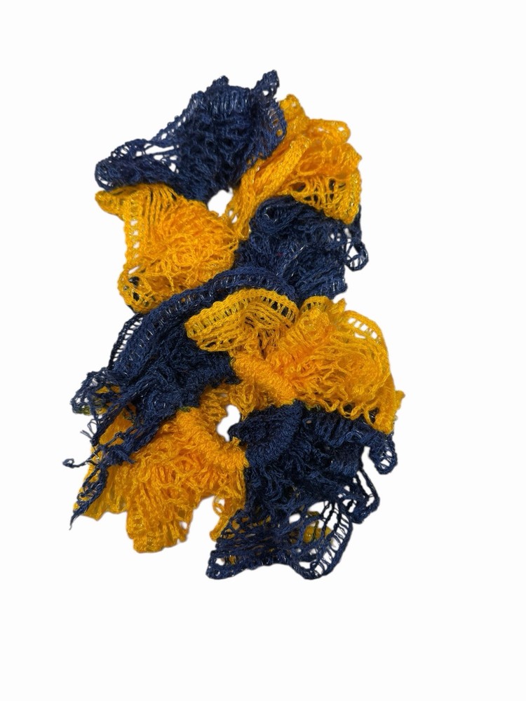 NEW hand made crocheted hair tie scrunchies LOT OF 2 BLUE YELLOW