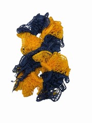 NEW hand made crocheted hair tie scrunchies LOT OF 2 BLUE YELLOW