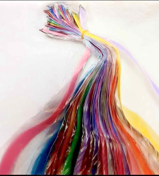 Rainbow Hair Extensions Straight 20″, 22Pcs Clip-in Synthetic Girls Hair Women