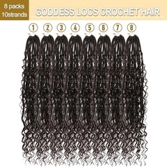 8 Packs Goddess Faux Locs Crochet Hair-24 Inch Boho Soft 24 Inch(Pack of 8) #1B