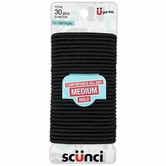Scunci Effortless Beauty Medium hold No-damage Elastics Black 30ct