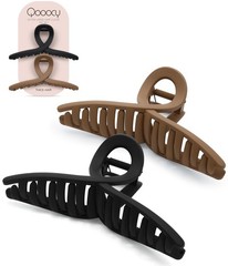 Extra Large Claw Clips for Thick Hair and 1 Count (Pack of 2), Black & Brown