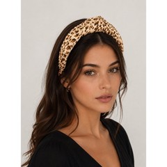 Lele Sadoughi Leopard Knot Headband in Brown and Cream