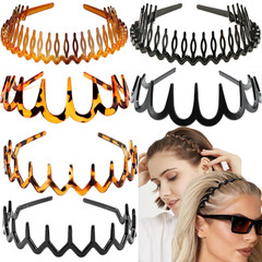 6 PCS Zig Zag Headbands Plastic Wavy Hair Head Band Comb with Teeth Hoop Accesso