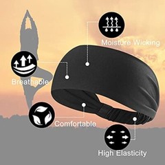 Black Sweatband Headband Yoga Gym Running Stretch Sports Head Band For Men Women