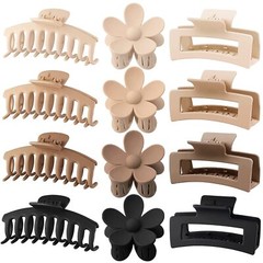 Large Hair Claw Clips 12 Pack Flower Hair Clips for Thin Hair Big Square Matt…