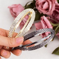 Hzopcw 2pcs French Oval Hair Barrettes, 1 Count (Pack of 2), Gold & Black
