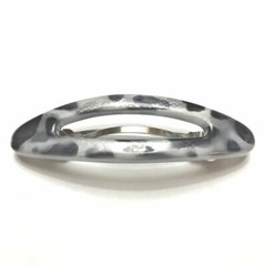 Barrette Hair Clip Large Long Round Tortoise Spot Print Navarro Made in France