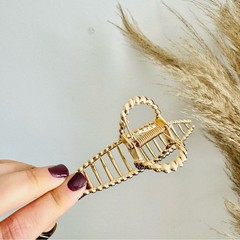NEW ANTHROPOLOGIE Jumbo XL Rectangular Open Gold Metal Hair Claw Clip Set Duo 2