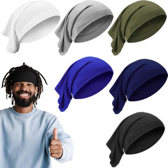 6 Pcs Spandex Dreadlock Cap Dreadlock Tube Bands Unisex Men Women Elastic Hair D