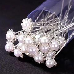 20pcs Elegant Bridal Hair Pins With Pearls, Aluminum, 20PCS (White)