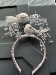 Handmade Winter Crystal Bird Headband – Elegant Sparkly Hairpiece 1 Of A Kind