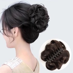 Black/Brown Scrunchie Grip on Bun Hair Ponytail Extension for Women