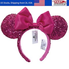 Disney-Park’s Pink Aqua Sequin Headband Women Minnie Mouse Ears Limited Party