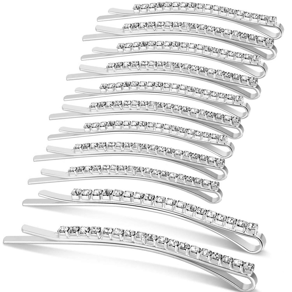24 Pcs Rhinestone Hair Accessories: Sparkly Crystal Bobby Pins, Shiny Hair Clips