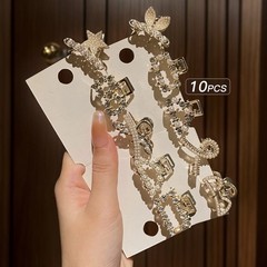 10 Pcs Rhinestone Hair Clips Small Claw Grip Hair Barrettes Bands for Women