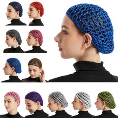 Women Mesh Soft Knit Hair Net Snood Hat Women Crochet Head Wrap Sleeping Cap