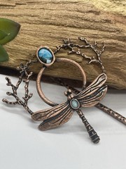 Dragonfly Festival Gem Hair pin Clip Copper Hair Accessories Renaissance fair