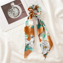 Fashion Leopard Print Bow Satin Long Ribbon Ponytail Scarf Hair Tie Scrunchies W