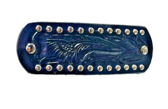 Western Womens Barrette 4.5 x 1.5 in Leather Studded Cowgirl Rodeo Horse Show Bl