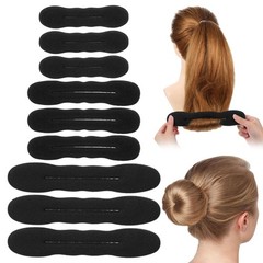 9 Pcs Hair Bun Maker Sponge Hair Buns Shaper Magic Snap Roll Sponge Curler Cl…