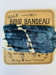 Indigo Cream tie dye Natural Life Boho Bandeau Half Buff Medium Headband Karma