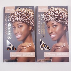 2 Pack Annie Double Lined Leopard Print Sleeping Cap Wrap ~ One Size Fits All