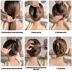4Pcs Magic Hair Combs, Stretch Beaded Hair Combs Stretchy Double Hair Side Combs