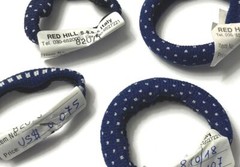 Vintage Red Hill Fabric Ponytail Holder Hair Ties Navy Blue White Made in Italy
