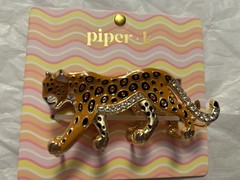 Piper + K Leopard Hair Claw Clip Gold Enamel Rhinestone Animal Print