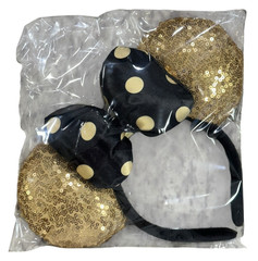 Mickey Magical Bow Minnie Mouse Ears Bow Sequins Headband, One Size, Black/Gold