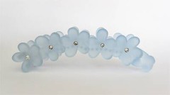 Powder blue frosted flower banana hair claw clips with swarovski crystals