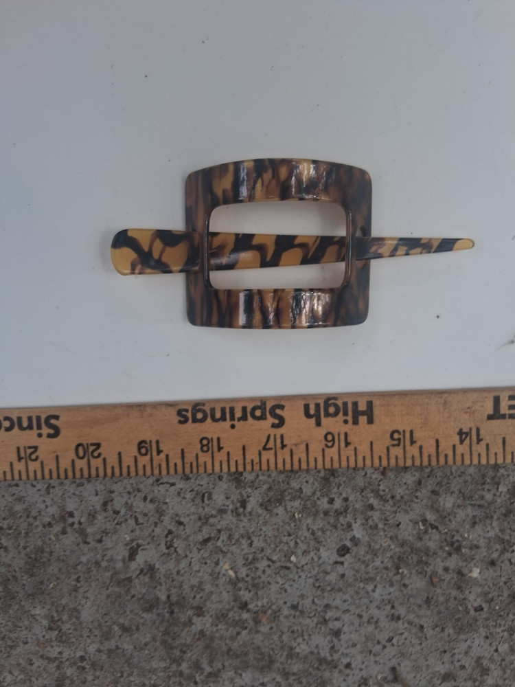 Tortoise Shell Rectangular Plastic Barrette Hair Clip Brown Black Tan