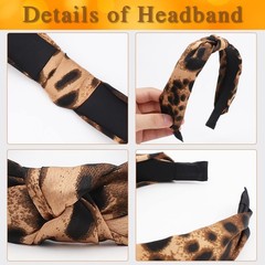 TOBATOBA Cute Fashion Leopard Print Headbands, 3Pcs Knotted Cheetah Print Hair A