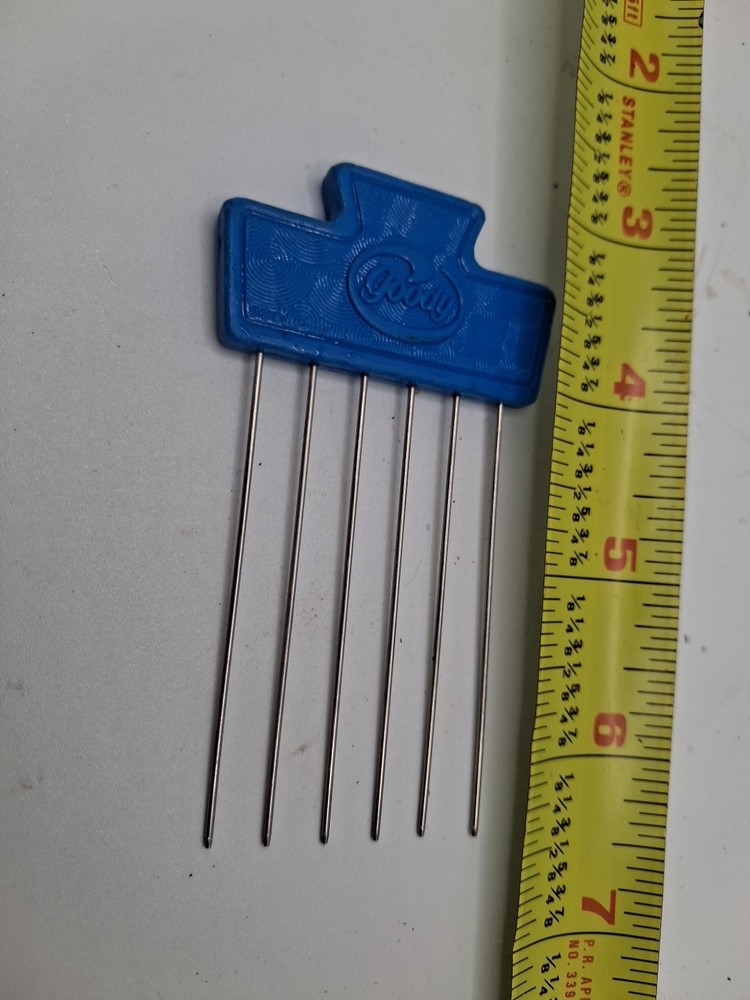 Vintage 80s Goody Metal Hair Pick Comb Tease Lift Travel Blue 3.5” Preowned