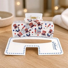 4th of July Patriotic Claw Clip Large Hair Jaw Clamp Patriotic Gnome Flags USA