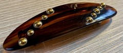 VTG NEW Hair Clip Barrette – Faux Tortoise w/Gold Bead Buttons 4 1/4 Inch FRANCE