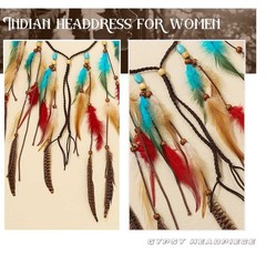 Boho Feather Headband Hippie Headpiece Gypsy Indian Costume Headdress Bohemia…