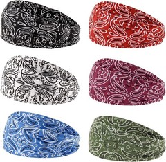 6Pcs Headbands Paisley Bandanas Head Bands Sweat Band Hair Wrap Headwrap Fashion