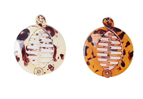 2 Pcs Small Banana Hair Clip Comb Fashion Locking Round Plastic Flower