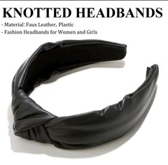 Knotted Headband for Women Black Faux Leather Fashion Headband