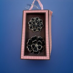 Swarovski Hair Ties accessories ~ Black, And Silver ~ Set Of 2