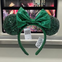 Disney` Parks Minnie Ears Emerald Green Sequin Headband Resort Store Mickey Ear